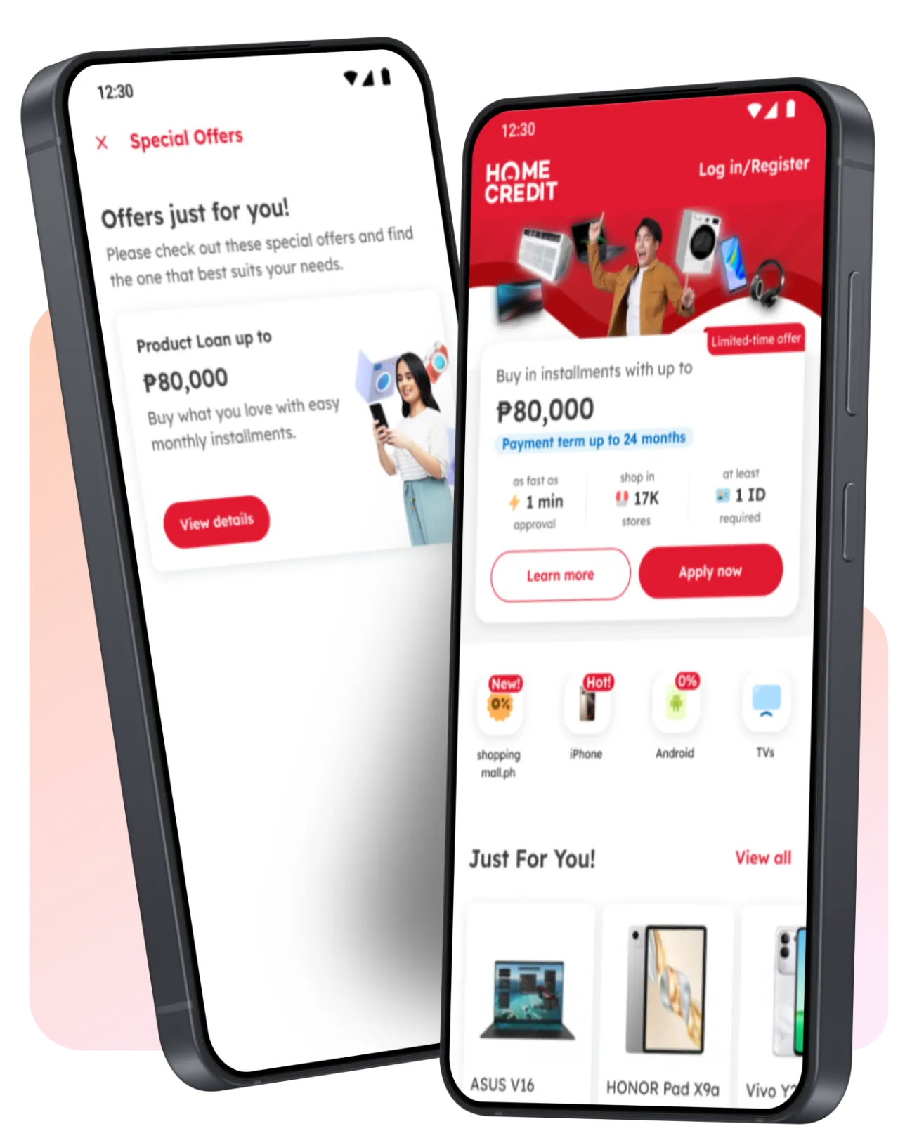 phone showing the home credit app