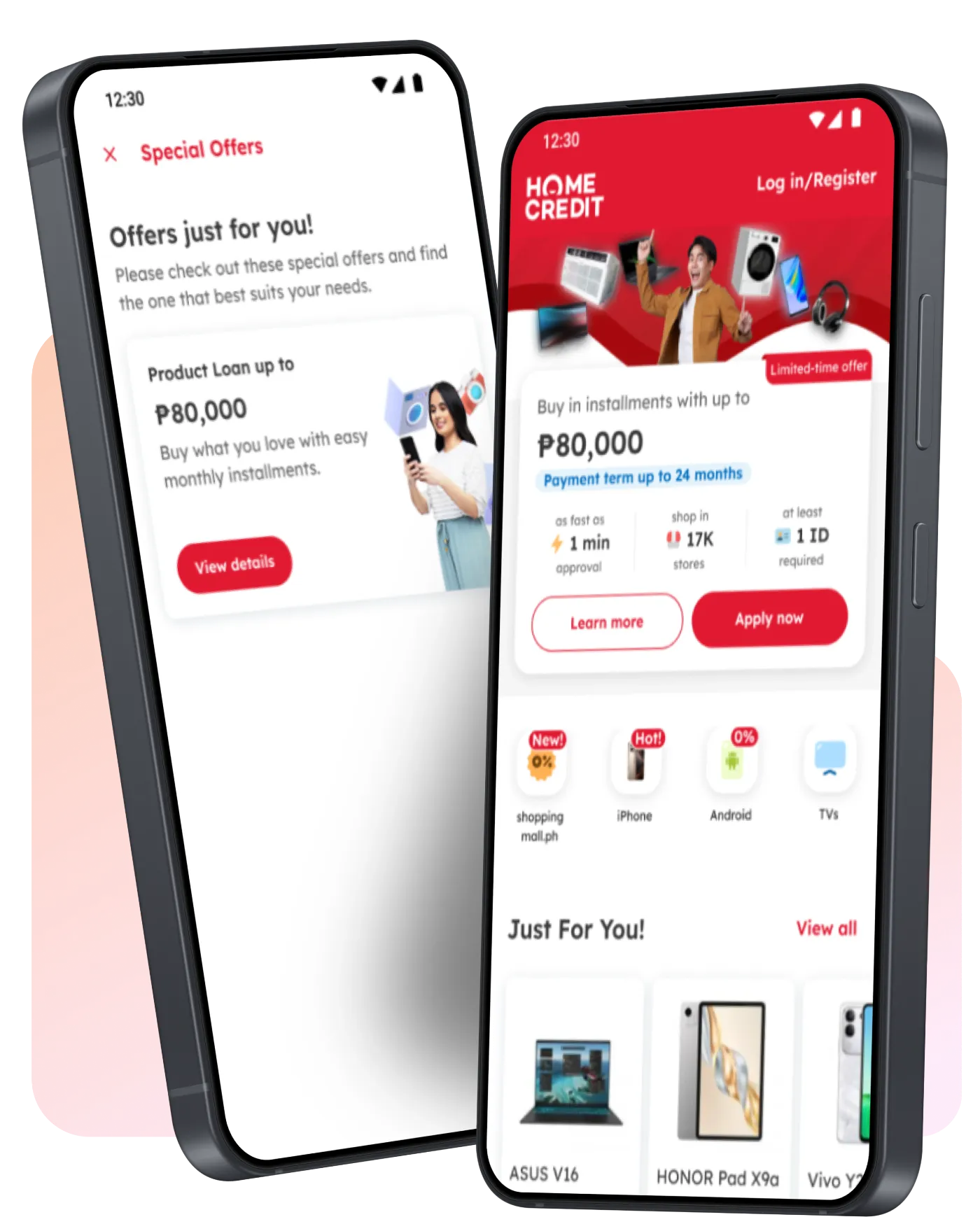 phone showing the home credit app